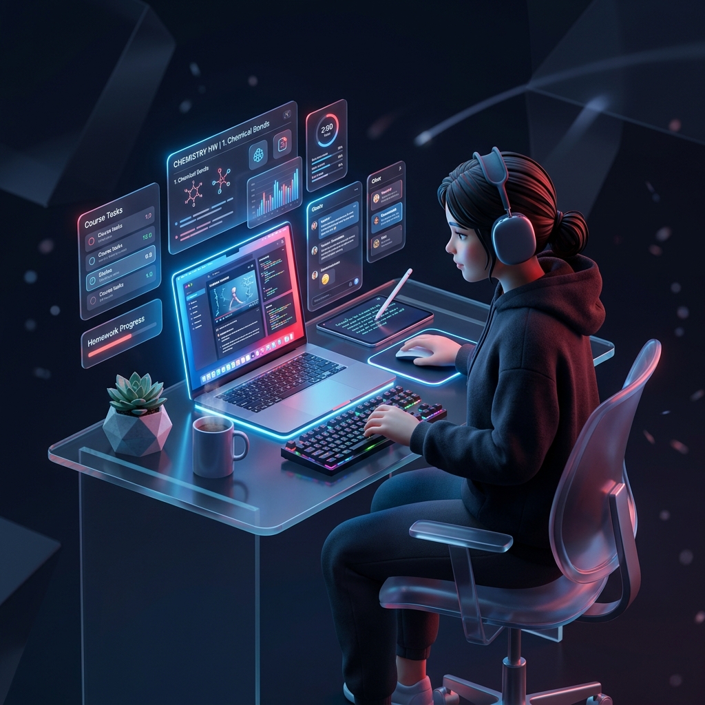 Student doing homework